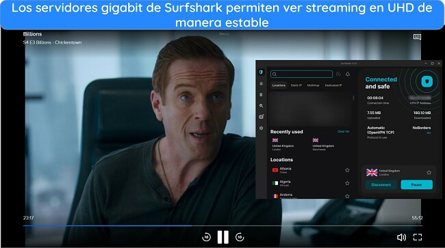 M&aacute;scara con el nombre 'C&oacute;mo ver Paramount+ con Surfshark - Streaming de Billions