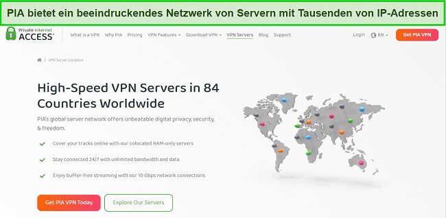 Gro&szlig;es Servernetzwerk von PIA - Einfache M&ouml;glichkeiten zur Behebung einer blockierten VPN-Verbindung